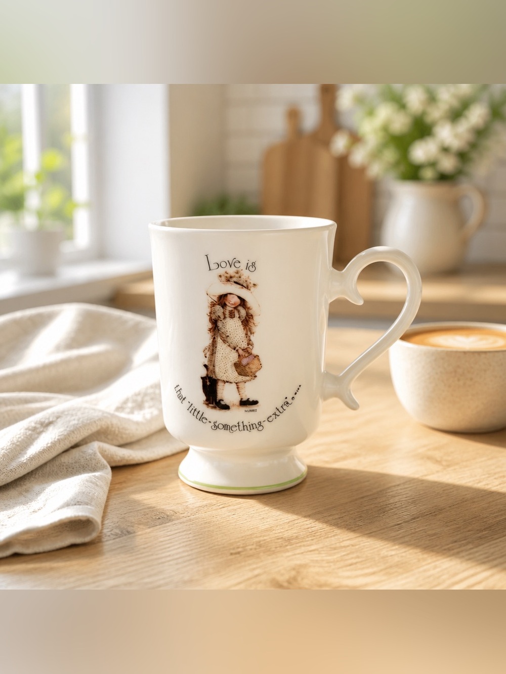 Holly Hobbie porcelain pedestal coffee mug love is that Little something extra